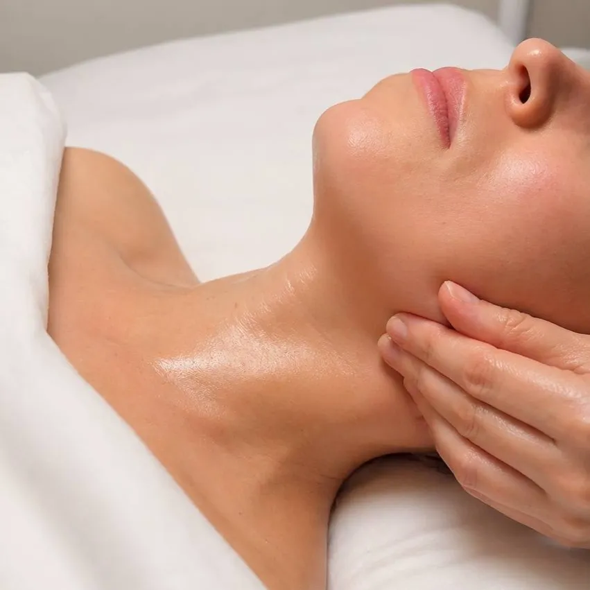 A gentle facial massage worked along the neck and jaw